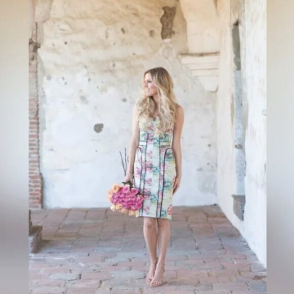 Byron Lars Beauty Mark Floral Brocade Garden Sheath Dress 6 Petite - Picture 2 of 16